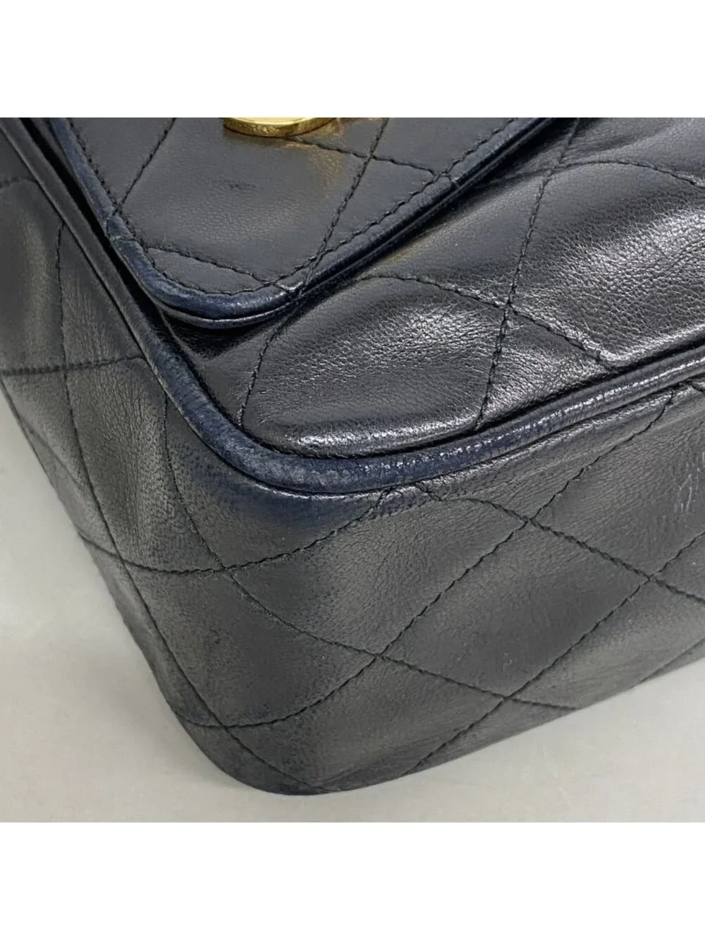 Chanel Shoulder Bag Quilted Lambskin Black Gold
